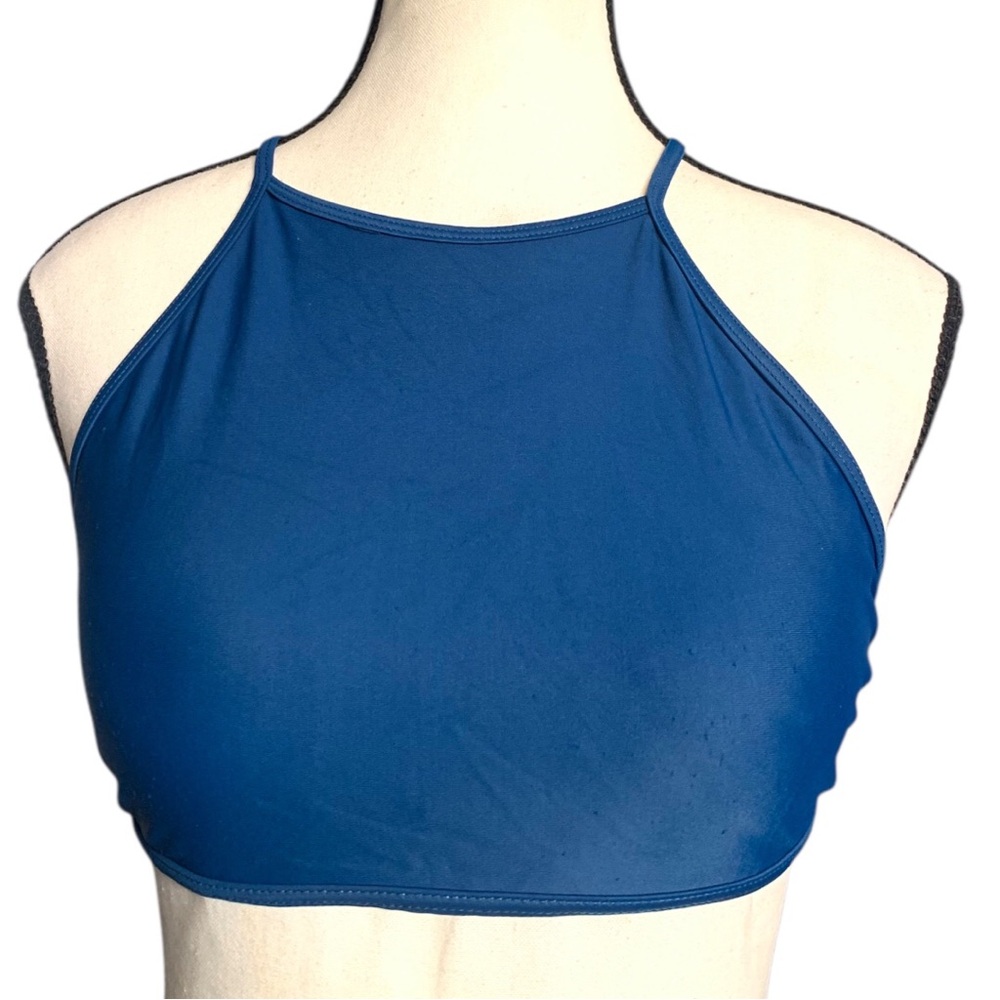 Simply Solid Crop Bikini Swim Top in blue